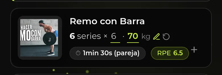 Registro del peso y las repeticiones reales
